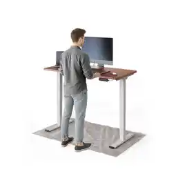 Netto Marken-Discount DESKSPACE Pro Plus Elektrisch Schreibtisch, Mahagoni Tischplatte / Weiß Gestell / 120x60 cm Angebot