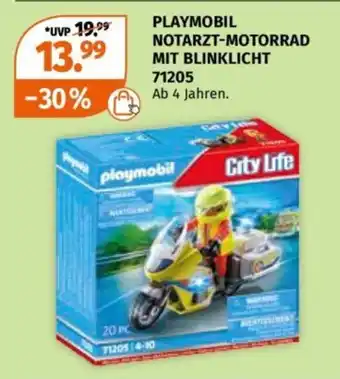 Müller PLAYMOBIL NOTARZT-MOTORRAD MIT BLINKLICHT 71205 Angebot
