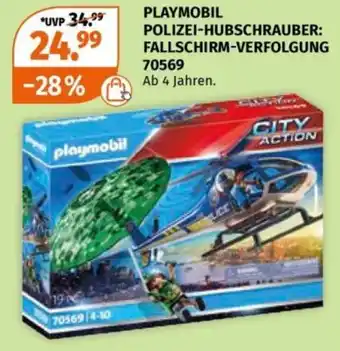 Müller PLAYMOBIL POLIZEI-HUBSCHRAUBER: FALLSCHIRM-VERFOLGUNG 70569 Angebot