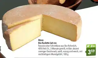 CITTI Markt Mons Bio Raclette lait cru Angebot
