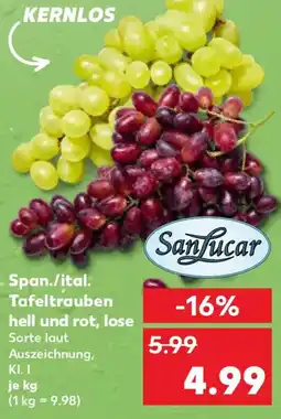 Kaufland SanLucar Span./ital. Tafeltrauben hell und rot, lose Angebot