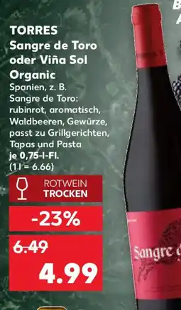 Kaufland TORRES Sangre de Toro oder Viña Sol Organic Angebot