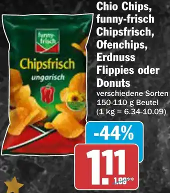 AEZ Chio Chips, funny-frisch Chipsfrisch, Ofenchips, Erdnuss Flippies oder Donuts Angebot