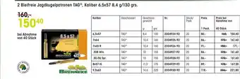 Frankonia Bleifreie Jagdkugelpatronen Tag, Kaliber 6,5x57 8,4 G-130 Grs Angebot