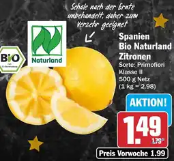 AEZ Spanien Bio Naturland Zitronen Angebot
