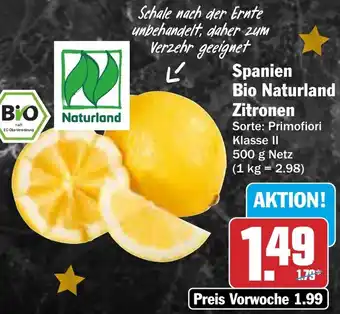 AEZ Spanien Bio Naturland Zitronen Angebot
