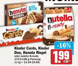 AEZ Kinder Cards, Kinder Duo, Hanuta Riegel Angebot