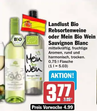 AEZ Landlust Bio Rebsortenweine oder Mein Bio Wein Sauvignon Blanc Angebot
