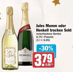 AEZ Jules Mumm oder Henkell trocken Sekt Angebot