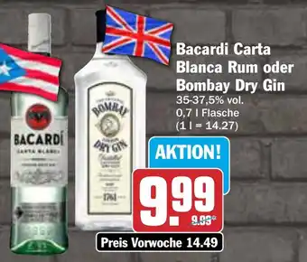AEZ Bacardi Carta Blanca Rum oder Bombay Dry Gin Angebot