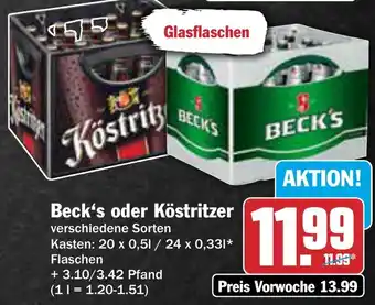 AEZ Beck's oder Köstritzer Angebot