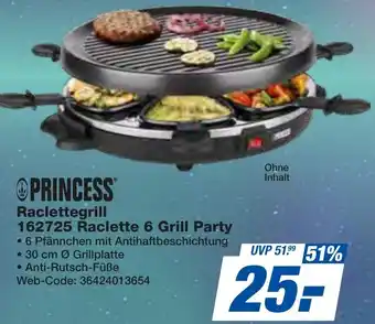 expert Techno Land PRINCESS Raclettegrill 162725 Raclette 6 Grill Party Angebot