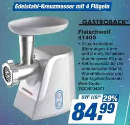 expert Techno Land GASTROBACK Fleischwolf 41403 Angebot