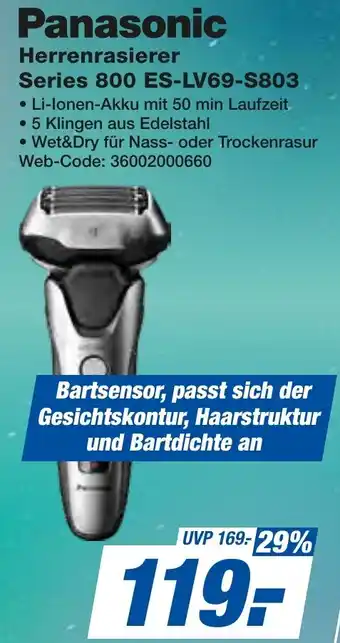 expert Techno Land Panasonic Herrenrasierer Series 800 ES-LV69-S803 Angebot