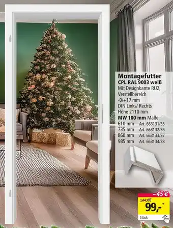 Holz Possling Montagefutter CPL RAL 9003 weiß Angebot