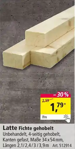 Holz Possling Latte Fichte gehobelt Angebot