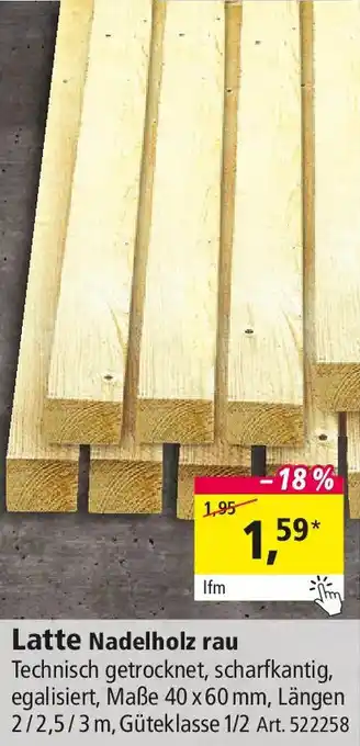 Holz Possling Latte Nadelholz rau Angebot