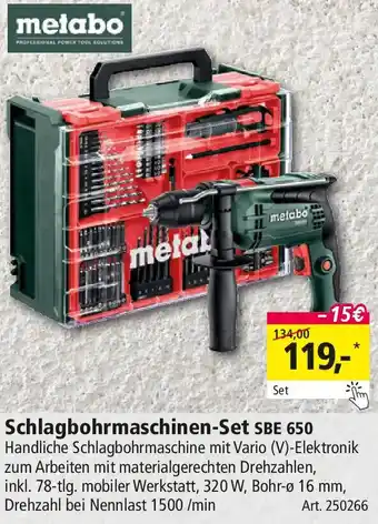 Holz Possling Metabo Schlagbohrmaschinen-Set SBE 650 Angebot