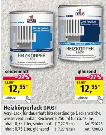Holz Possling Heizkörperlack OPUS1 Angebot