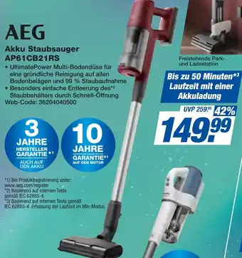 expert Techno Land AEG Akku Staubsauger AP61CB21RS Angebot