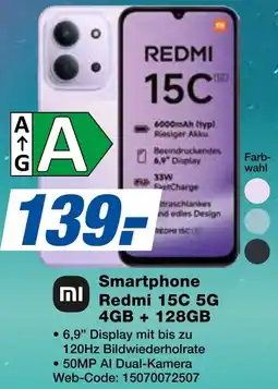 expert Techno Land Smartphone Redmi 15C 5G 4GB + 128GB Angebot