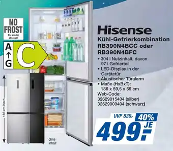 expert Techno Land Hisense Kühl-Gefrierkombination RB390N4BCC oder RB390N4BFC Angebot