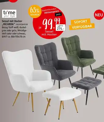 Zurbrüggen Time your style sessel mit hocker „ricarda“ Angebot