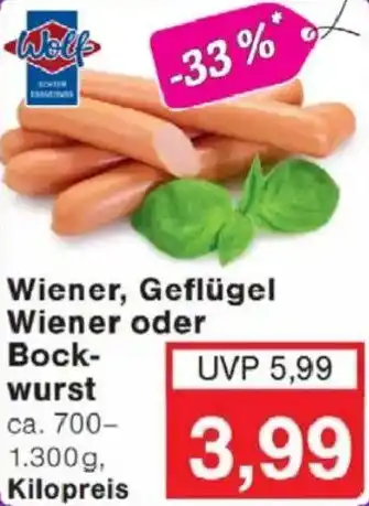 Jawoll Wolf Wiener, Geflügel Wiener oder Bockwurst Angebot