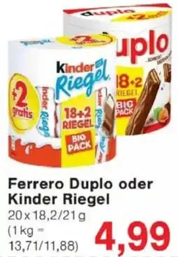 Jawoll Ferrero Duplo oder Kinder Riegel Angebot
