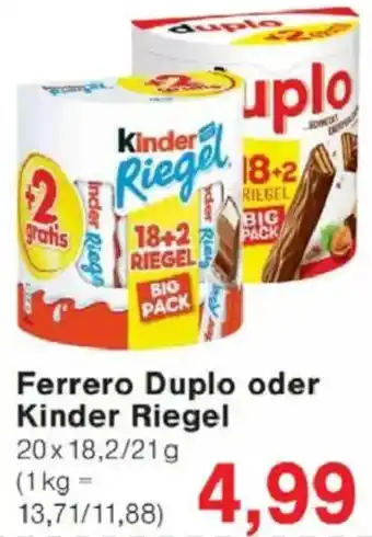 Jawoll Ferrero Duplo oder Kinder Riegel Angebot