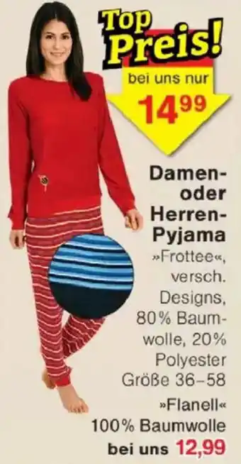 Jawoll Damen oder Herren Pyjama Angebot