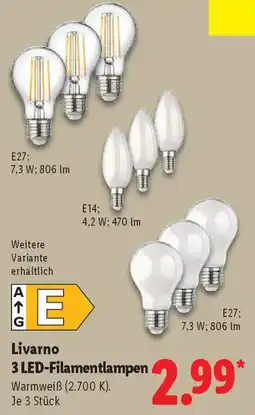Lidl Livarno 3 LED-Filamentlampen Angebot
