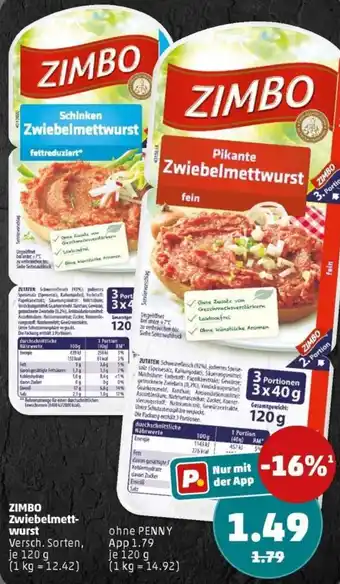 PENNY ZIMBO Zwiebelmettwurst Angebot