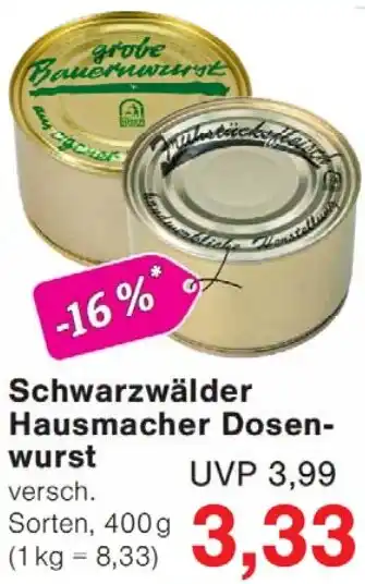 Wiglo Wunderland Schwarzwälder Hausmacher Dosenwurst Angebot