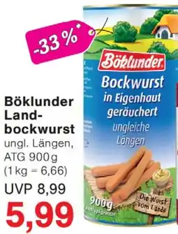 Wiglo Wunderland Böklunder Landbockwurst Angebot
