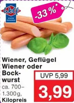 Wiglo Wunderland Wiener, Geflügel Wiener oder Bockwurst Angebot