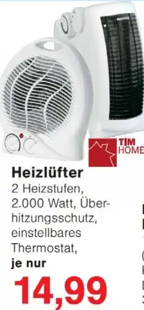 Wiglo Wunderland TIM HOME Heizlüfter Angebot