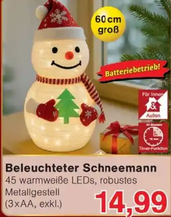 Wiglo Wunderland Beleuchteter Schneemann Angebot