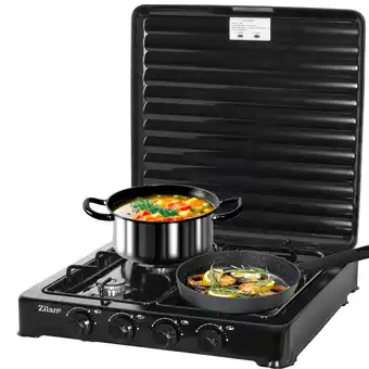 Netto Marken-Discount Zilan Gaskocher 4 flammig Campingkocher Kochfeld Gasherd schwarz Angebot