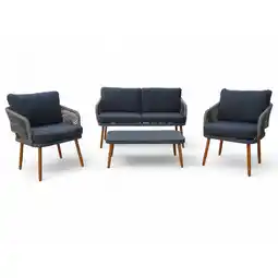 Netto Marken-Discount Loungemöbel-Set 12tlg. Rope mit Polsterauflagen - Anthrazit Angebot