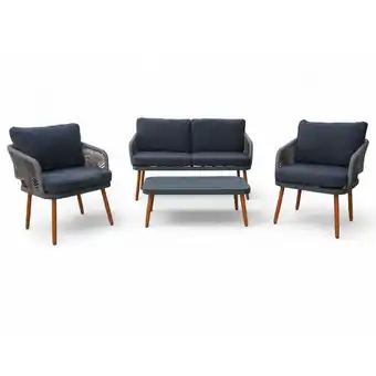 Netto Marken-Discount Loungemöbel-Set 12tlg. Rope mit Polsterauflagen - Anthrazit Angebot