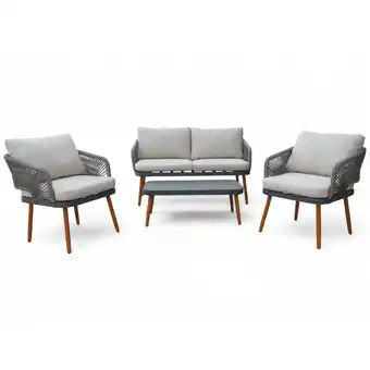 Netto Marken-Discount Loungemöbel-Set 12tlg. Rope mit Polsterauflagen - Beige Angebot