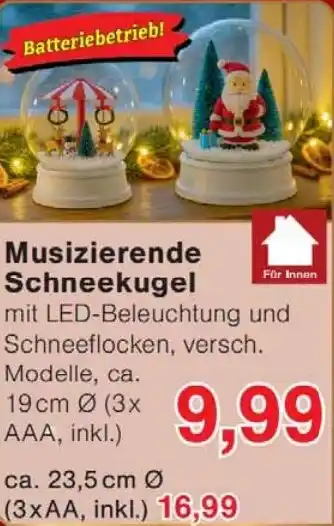 Wiglo Wunderland Musizierende Schneekugel Angebot