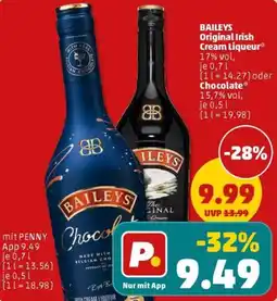 PENNY BAILEYS Original Irish Cream Liqueur oder Chocolate Angebot