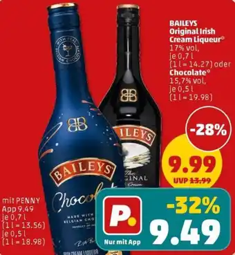 PENNY BAILEYS Original Irish Cream Liqueur oder Chocolate Angebot