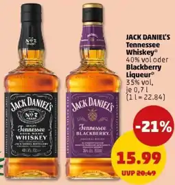PENNY JACK DANIEL'S Tennessee Whiskey oder Blackberry Liqueur Angebot