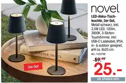 Zurbrüggen Novel LED-Akku-Tischleuchte, 3er-Set Angebot
