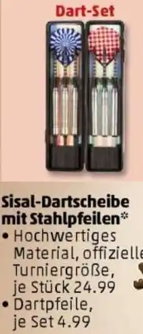 PENNY Sisal-Dartscheibe mit Stahlpfeilen Angebot