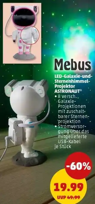 PENNY Mebus LED-Galaxie-und Sternenhimmel Projektor ASTRONAUT Angebot
