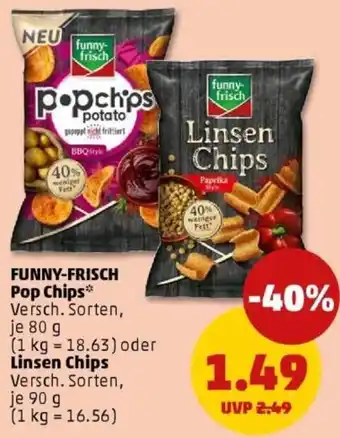 PENNY FUNNY-FRISCH Pop Chips oder Linsen Chips Angebot